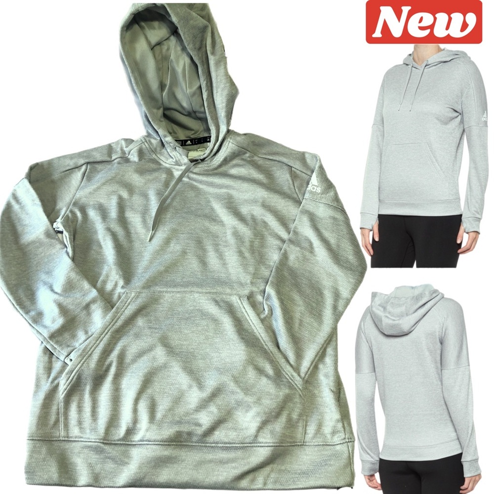 🆕 Adidas TI gray silver hoodie w/ Thumbholes Large (86)